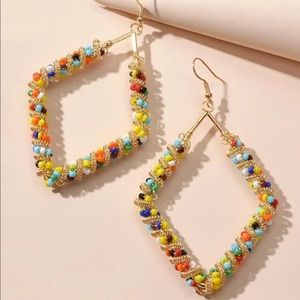 🔥3/$25🔥Bead Decor Geometric Drop Boho Earrings